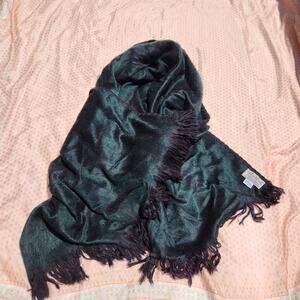 Stunning 100% Alpaca Wool Scarf Emerald Green w/ Fringe Handmade Made in Peru